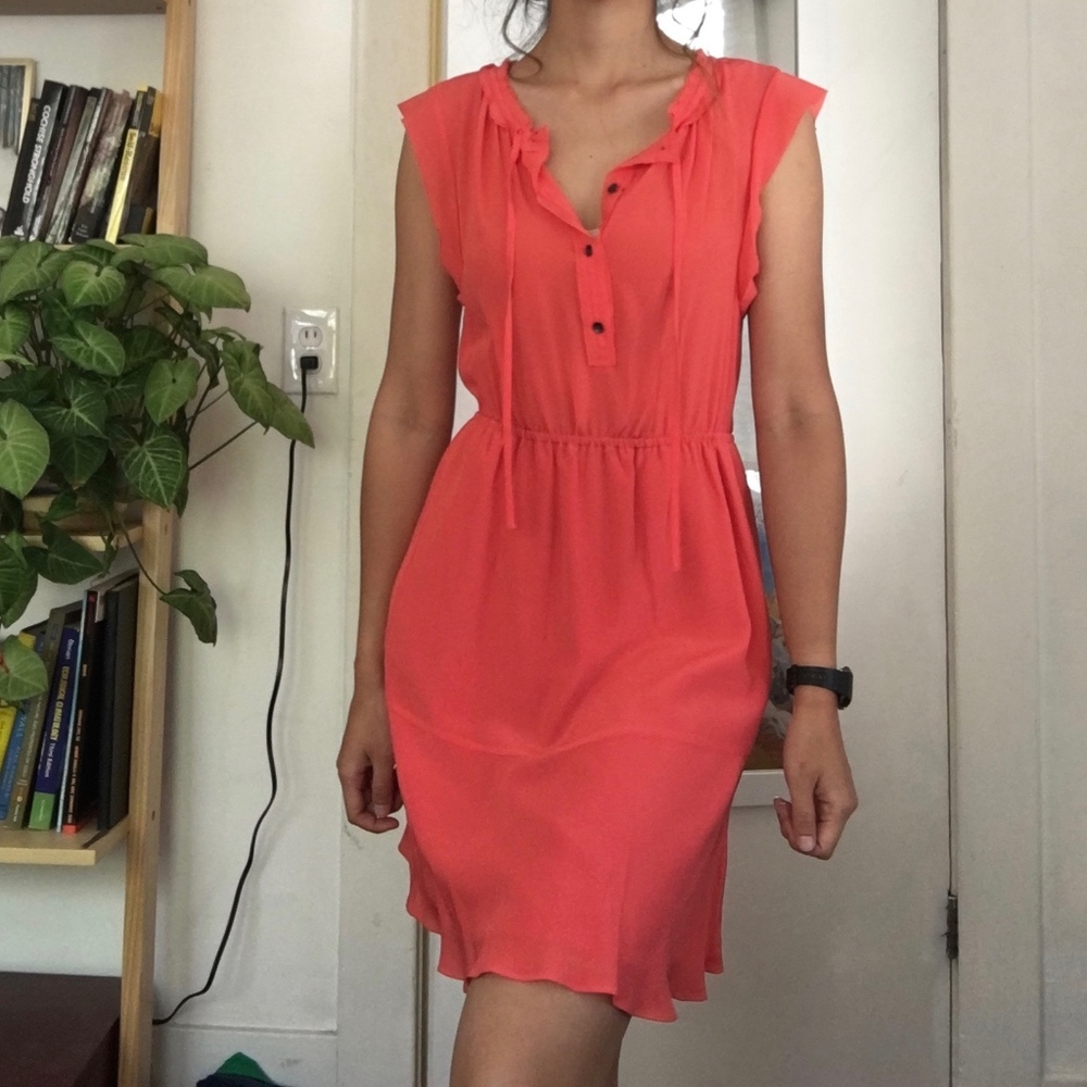 Silk bright salmon dress